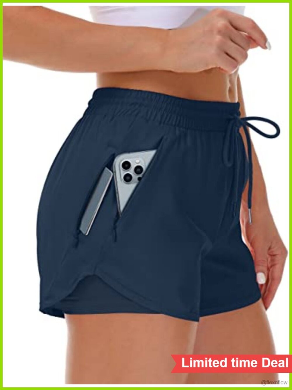 Women's Running Shorts with Liner 3 Zipper Pockets Elastic Workout Athletic Gym